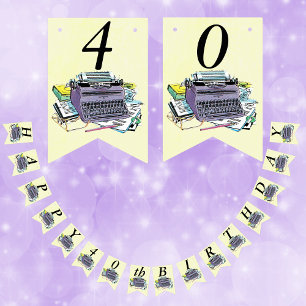 Paarse handleiding handboek schrijfmachine boeken  vlaggetjes