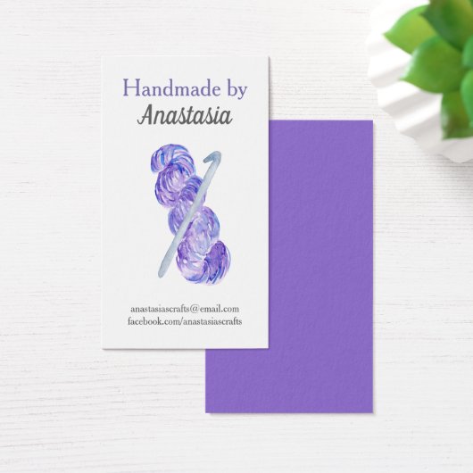 Paarse handmade Crochet Craft Visitekaartje (Bureau)
