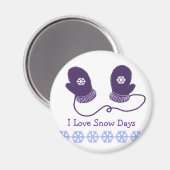 Paarse handschoenen met sneeuwtekst magneet (Voorkant / Achterkant)