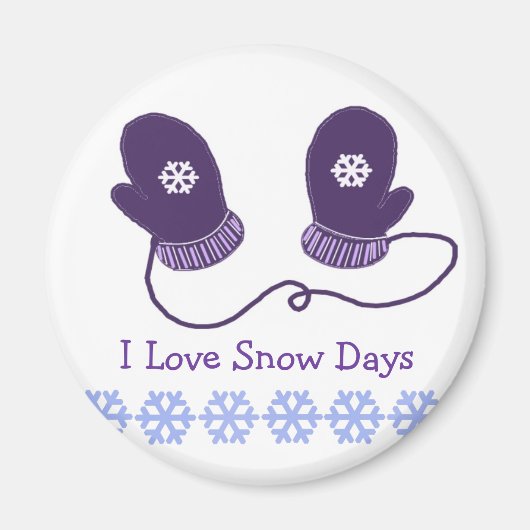 Paarse handschoenen met sneeuwtekst magneet (Voorkant)