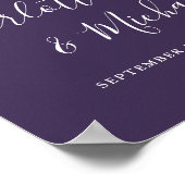 Paarse Handtekening Script Bruiloft Welkomstbord Poster (Hoek)