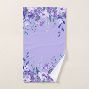 Paarse hangende bloemen- en stengels handdoek