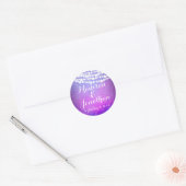 Paarse Hangende Fairy Twinkle Lights Bruiloft Ronde Sticker (Envelop)