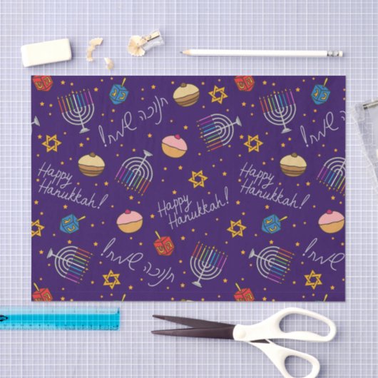 Paarse Hanukkah Tissuepapier (Craft)