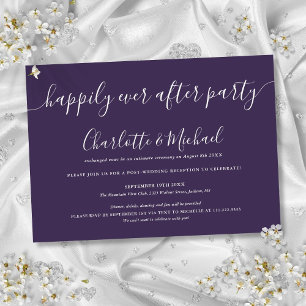 Paarse Happily Ever After Feest Huwelijk Kaart