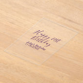 Paarse Happy 21st Verjaardag Naam Datum Sleutelhan Acryl Uitnodigingen (Laagn)