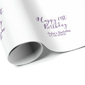 Paarse Happy 21st Verjaardag Naam Datum Sleutelhan Cadeaupapier (Rol Hoek)