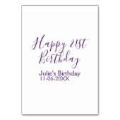 Paarse Happy 21st Verjaardag Naam Datum Sleutelhan Kaart (Achterkant)