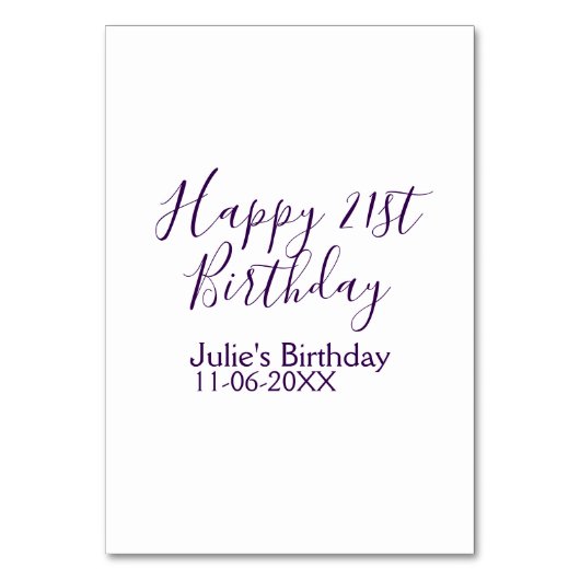 Paarse Happy 21st Verjaardag Naam Datum Sleutelhan Kaart (Voorkant)