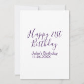 Paarse Happy 21st Verjaardag Naam Datum Sleutelhan Kaart (Achterkant)
