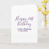 Paarse Happy 21st Verjaardag Naam Datum Sleutelhan Kaart (Gele Bloem)
