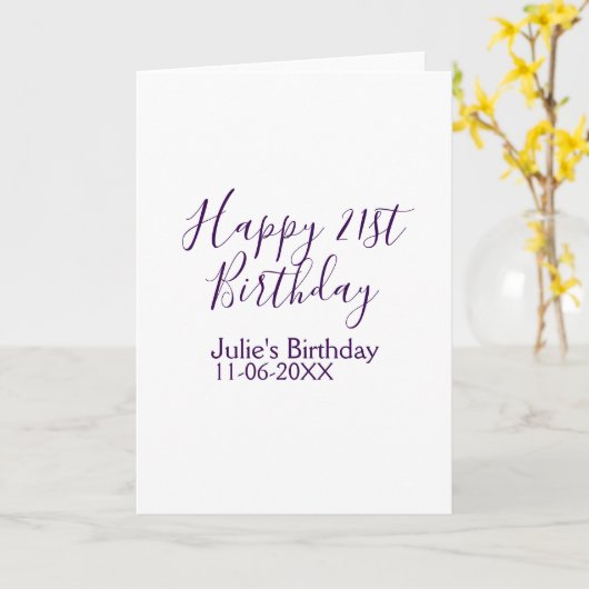 Paarse Happy 21st Verjaardag Naam Datum Sleutelhan Kaart (Gele Bloem)