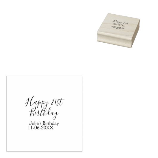 Paarse Happy 21st Verjaardag Naam Datum Sleutelhan Rubberstempel (Gestempeld)