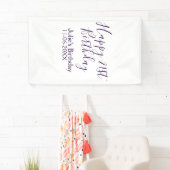 Paarse Happy 21st Verjaardag Naam Datum Sleutelhan Spandoek (Insitu)