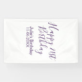 Paarse Happy 21st Verjaardag Naam Datum Sleutelhan Spandoek (Horizontaal)