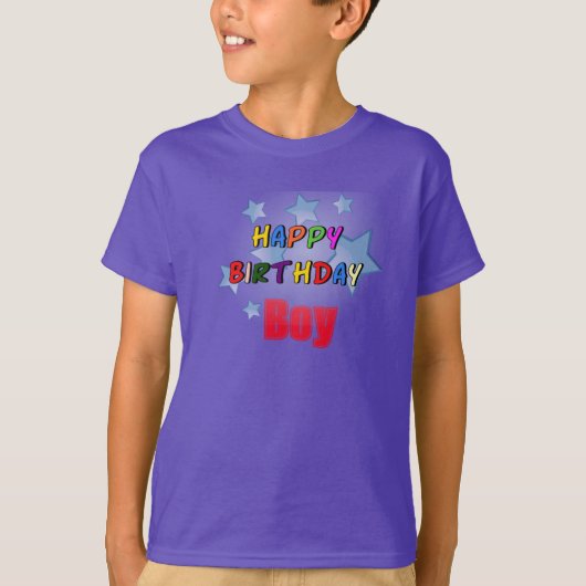 Paarse Happy Birthday Boy Kinderen T-shirt (Voorkant)