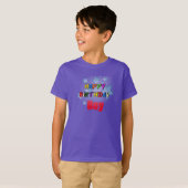 Paarse Happy Birthday Boy Kinderen T-shirt (Voorkant volledig)