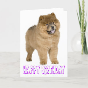 Paarse Happy Birthday Chow Chow Brown Puppy Dog Kaart