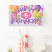 paarse Happy Birthday Cutout koekjes ballonnen Spandoek (Insitu)
