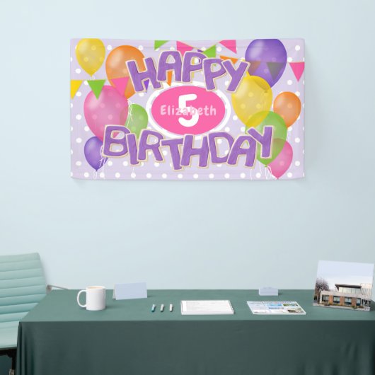 paarse Happy Birthday Cutout koekjes ballonnen Spandoek (Beurs)