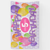 paarse Happy Birthday Cutout koekjes ballonnen Spandoek (Verticaal)