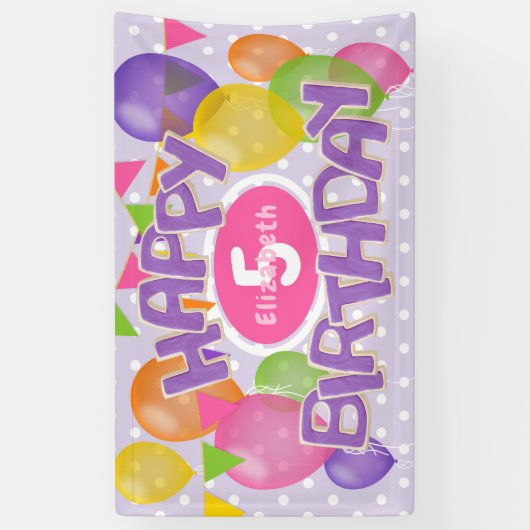 paarse Happy Birthday Cutout koekjes ballonnen Spandoek (Verticaal)