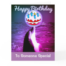 Paarse Happy Birthday Dolphin Art Kaart