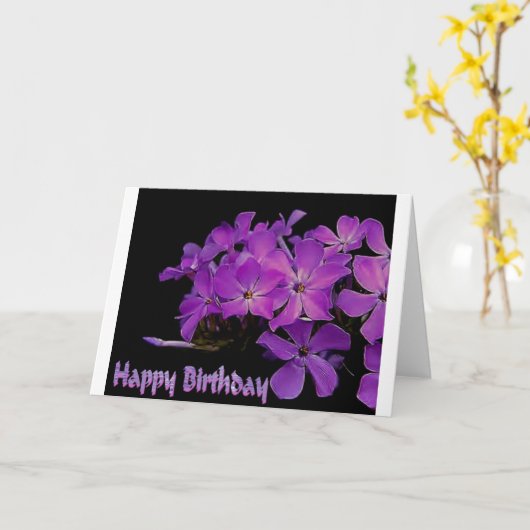 Paarse Happy Birthday Kaart (Gele Bloem)