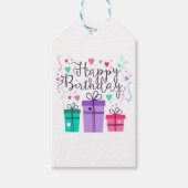 Paarse Happy Birthday Label Cadeaulabel (Voorkant)