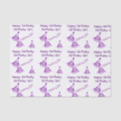 Paarse Happy Birthday Meisje - of naam - Party Pet Tissuepapier (Voorkant)