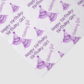 Paarse Happy Birthday Meisje - of naam - Party Pet Tissuepapier (Detail)