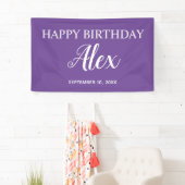 Paarse Happy Birthday partijnaam Spandoek (Insitu)