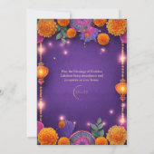 Paarse Happy Diwali vakantielampjes licht Kaart (Achterkant)