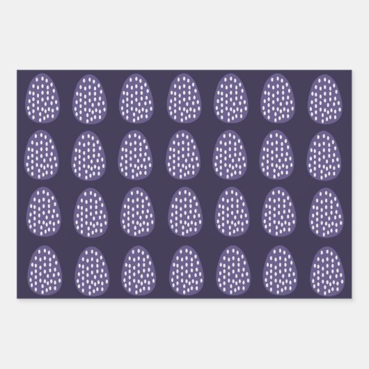 Paarse Happy Easter Eggs Patroon Inpakpapier Vel (Voorkant)