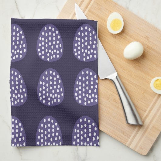 Paarse Happy Easter Eggs Patroon Theedoek (Quarter Fold)