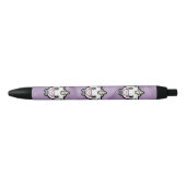 Paarse Happy Emoji Unicorn Pens Zwarte Inkt Pen (Voorkant)
