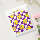 paarse Happy Face Check Groovy Bedankzakje (Gezegeld)