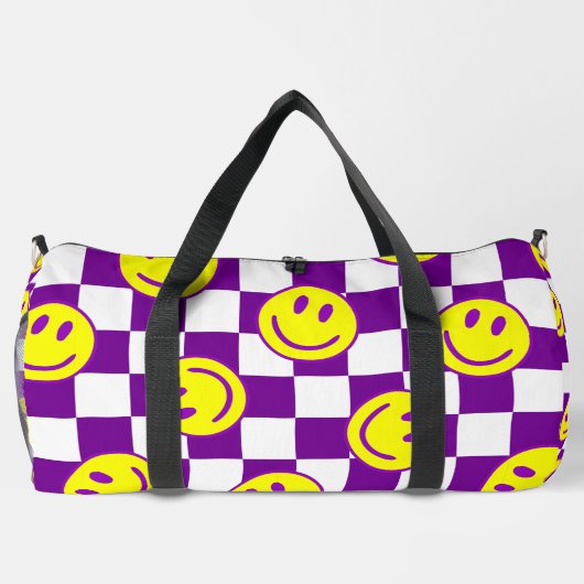 paarse Happy Face Check Groovy Plunjezak (Achterkant)