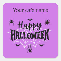 Paarse Happy Halloween Cafe sticker