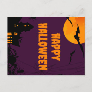 Paarse Happy Halloween Poster Briefkaart
