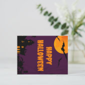 Paarse Happy Halloween Poster Briefkaart (Staand voorkant)