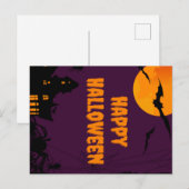 Paarse Happy Halloween Poster Briefkaart (Voorkant / Achterkant)