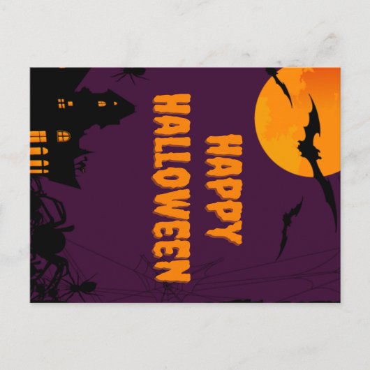 Paarse Happy Halloween Poster Briefkaart (Voorkant)