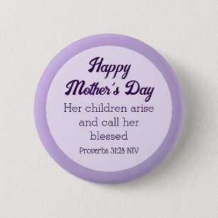 Paarse Happy Moederdag Bijbelvers Eenvoudig Ronde Button 5,7 Cm