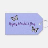 Paarse Happy Moederdag-script met vlinders Cadeaulabel (Voorkant (Horizontaal))