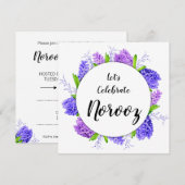 Paarse Happy Norooz nieuwjaar Hyacinth Wreath Kaart (Voorkant / Achterkant)