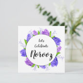 Paarse Happy Norooz nieuwjaar Hyacinth Wreath Kaart (Staand voorkant)