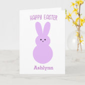 Paarse Happy Paast Bunny Kaart (Gele Bloem)