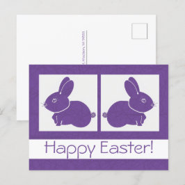 Paarse Happy Paaster Bunny Briefkaart