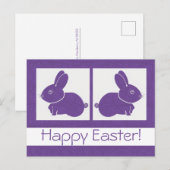 Paarse Happy Paaster Bunny Briefkaart (Voorkant / Achterkant)